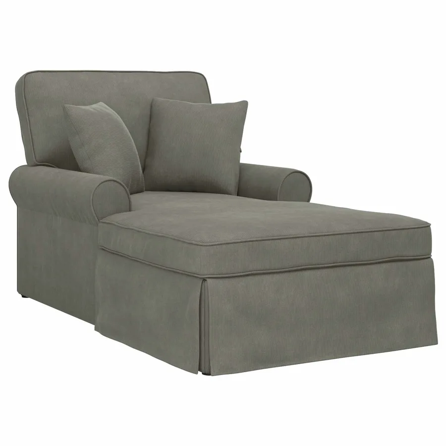 Chaise lounge avec jupe avec coussin 3 pcs Gris clair - 2