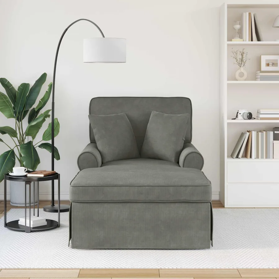 Chaise lounge avec jupe avec coussin 3 pcs Gris clair - 3