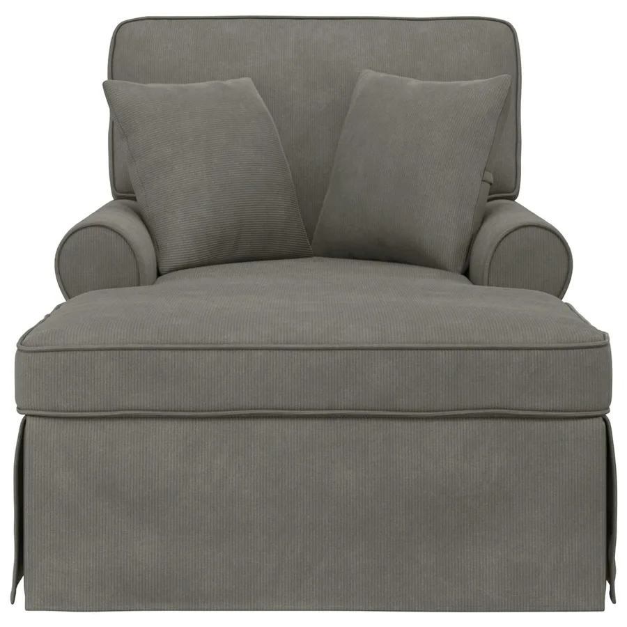 Chaise lounge avec jupe avec coussin 3 pcs Gris clair - 4