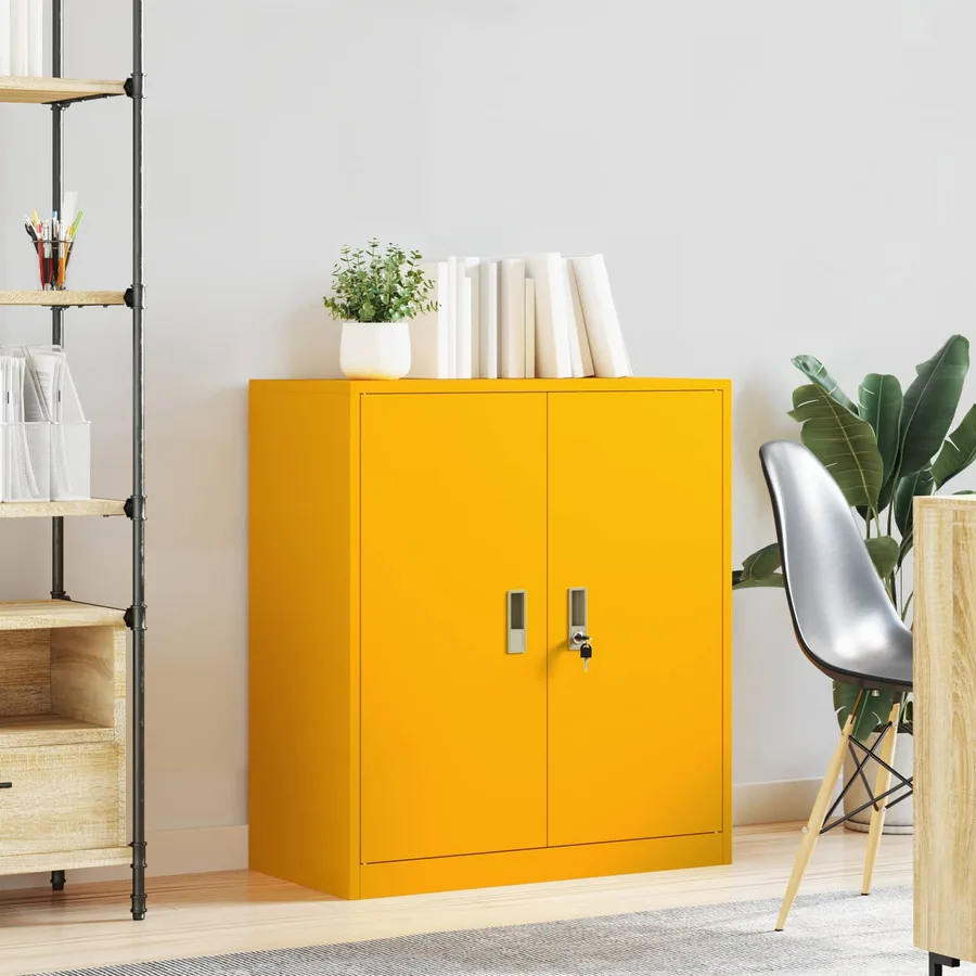 Armoire de rangement Jaune moutarde 80 x 40 x 90 cm Acier - 4
