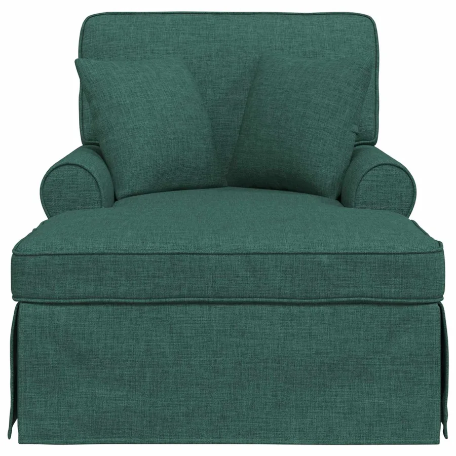 Chaise lounge avec jupe avec coussin 3 pcs Vert foncé tissu - 4