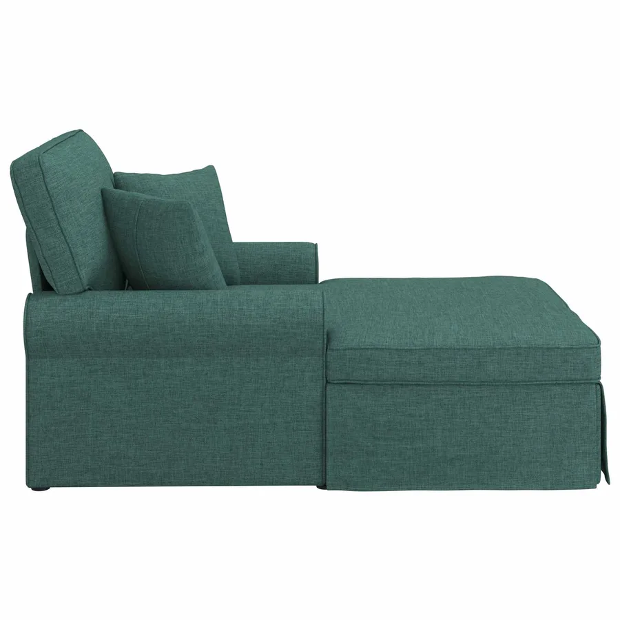 Chaise lounge avec jupe avec coussin 3 pcs Vert foncé tissu - 5