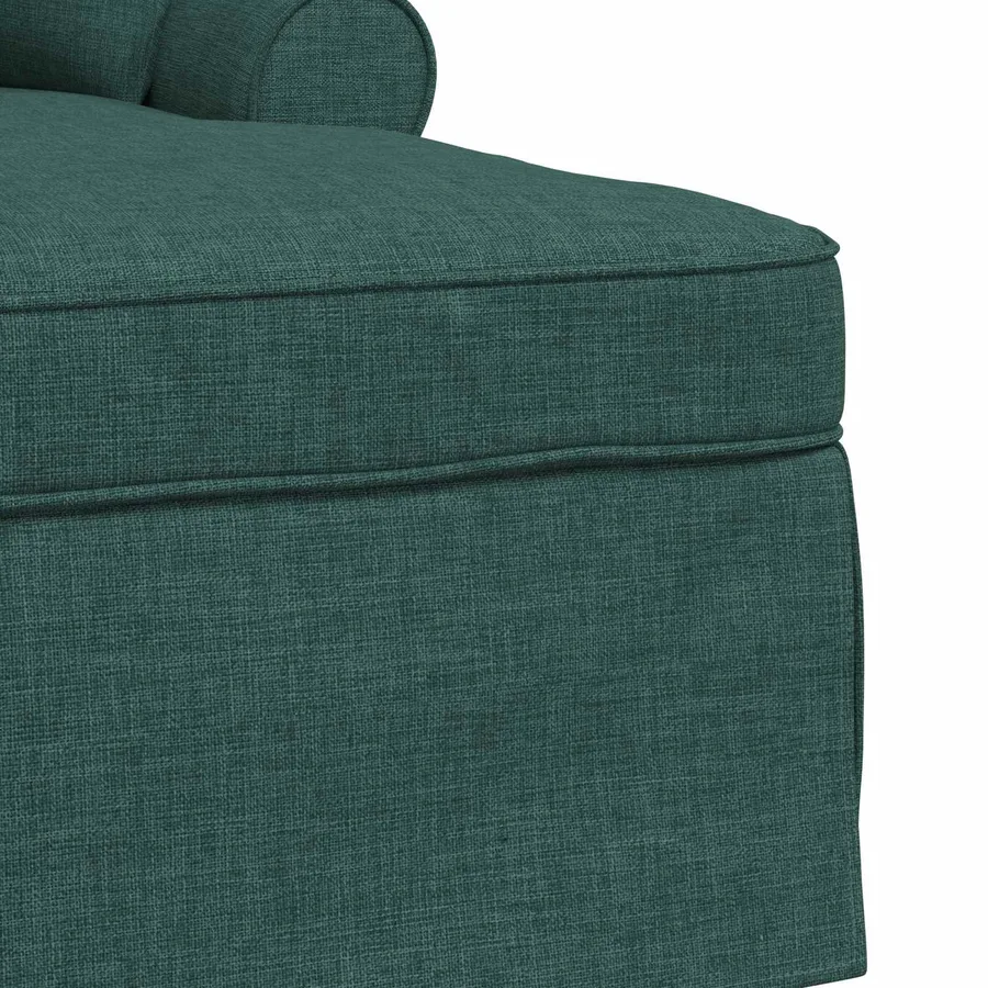 Chaise lounge avec jupe avec coussin 3 pcs Vert foncé tissu - 7