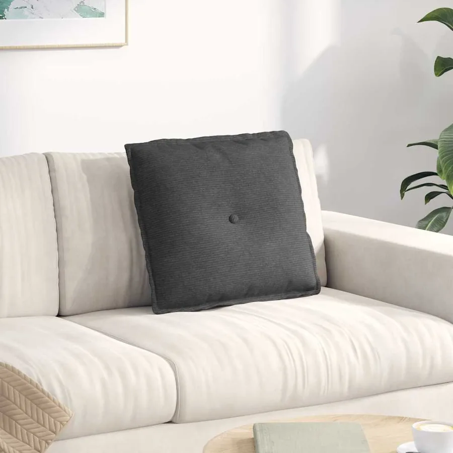 Coussin de Dos Gris foncé 50 x 45 cm Tissu en velours côtelé
