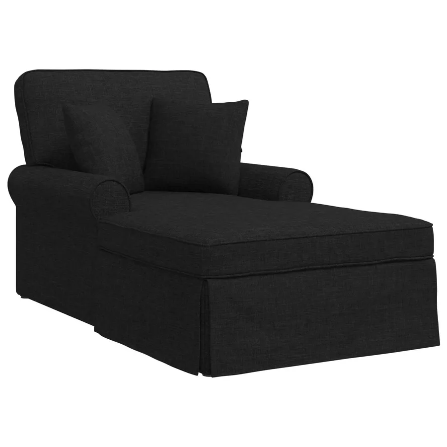 Chaise lounge avec jupe avec coussin 3 pcs Noir tissu - 2