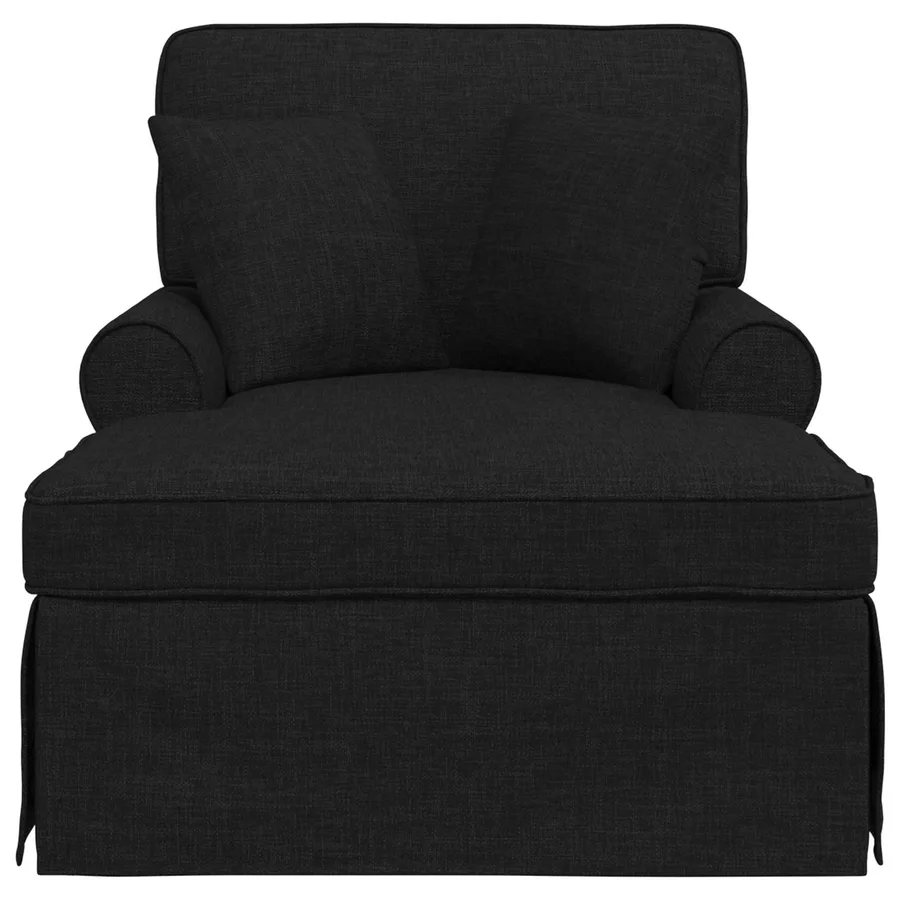 Chaise lounge avec jupe avec coussin 3 pcs Noir tissu - 4