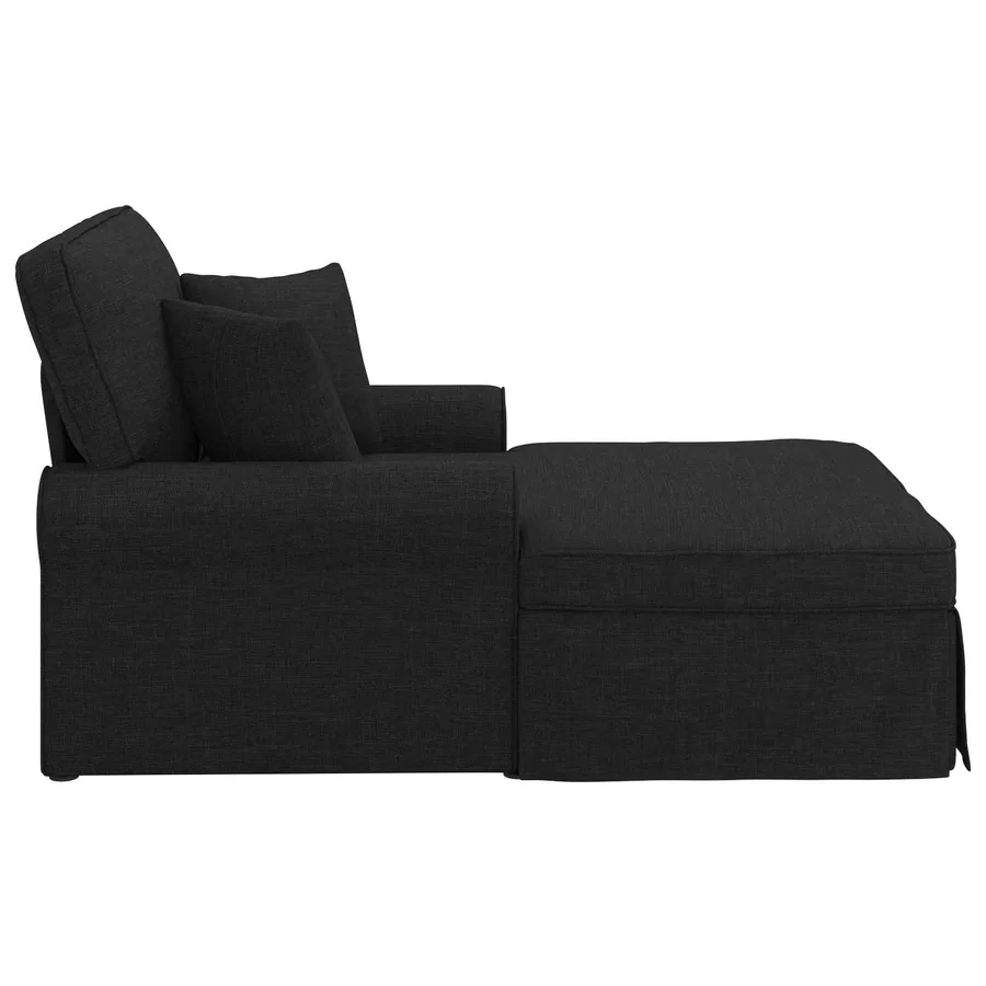 Chaise lounge avec jupe avec coussin 3 pcs Noir tissu - 5