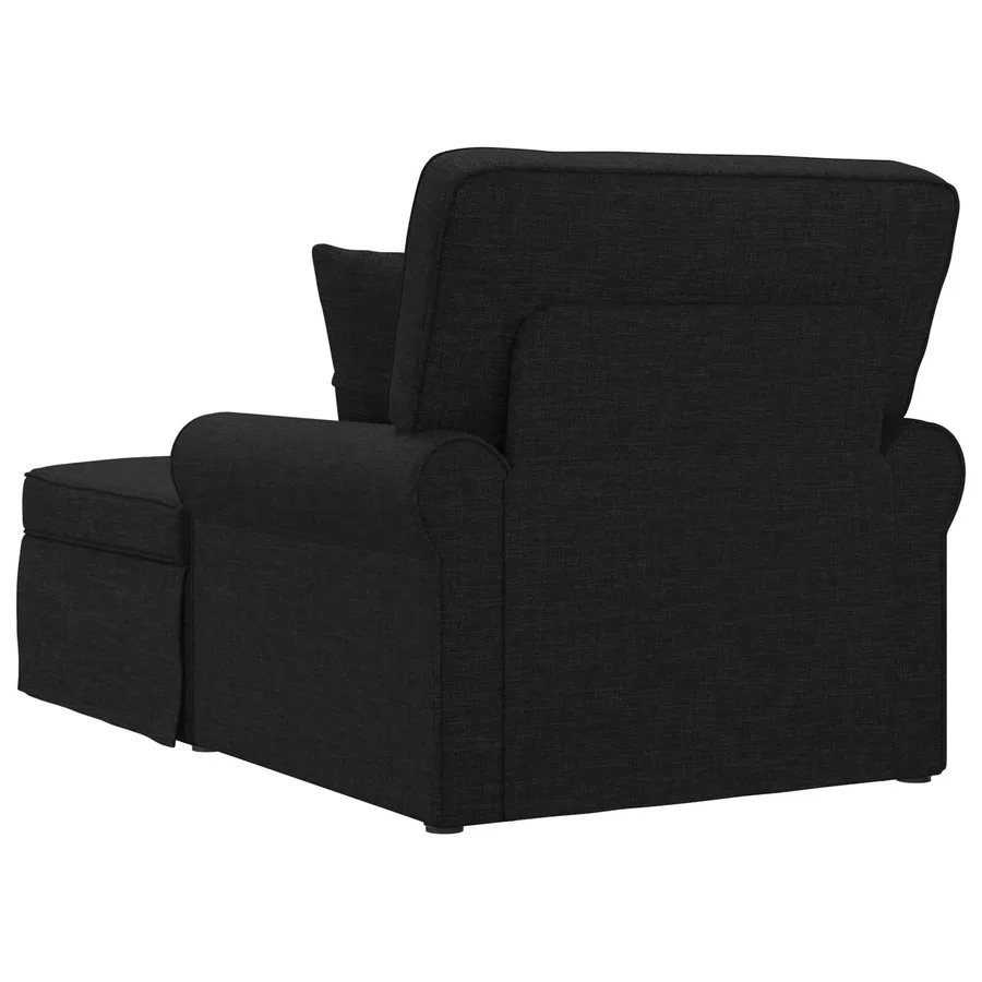 Chaise lounge avec jupe avec coussin 3 pcs Noir tissu - 6