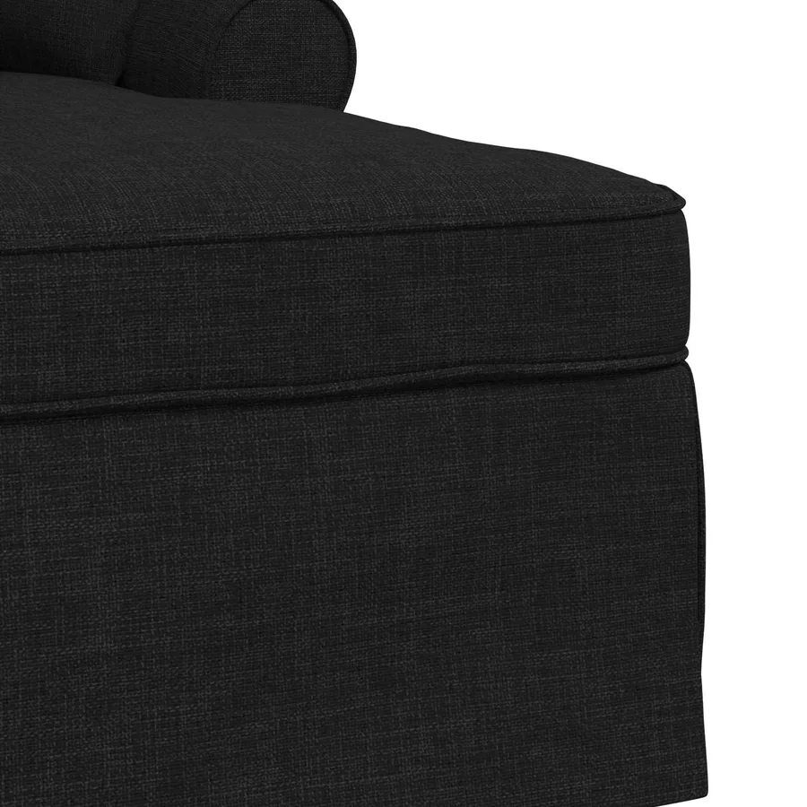 Chaise lounge avec jupe avec coussin 3 pcs Noir tissu - 7