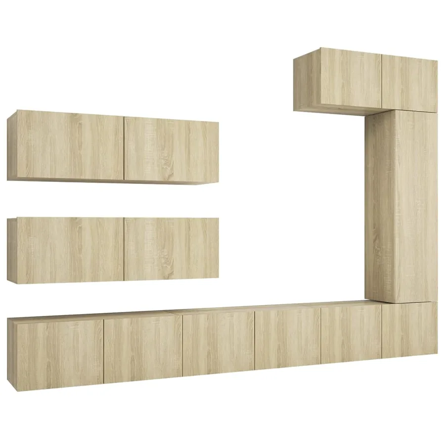 Ensemble de meuble TV 7 pcs Chêne sonoma Bois d'ingénierie - 2