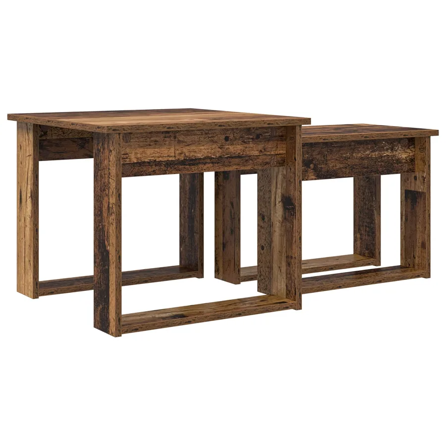 Ensemble de tables basses 2 pcs Bois ancien Bois d'ingénierie - 10