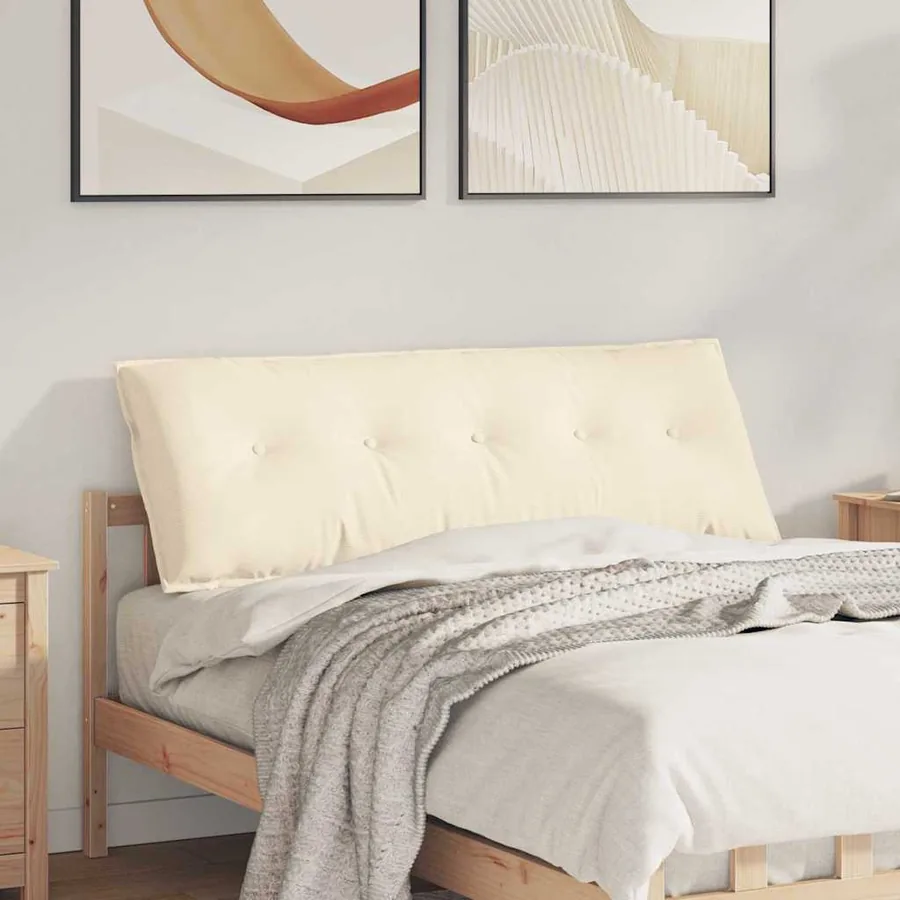 Coussin de Dos Crème 140 x 50 cm Tissu en velours côtelé
