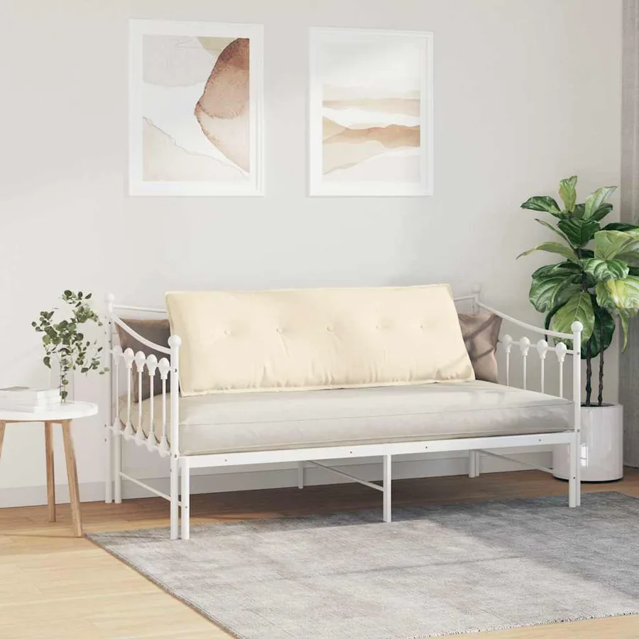 Coussin de Dos Crème 140 x 50 cm Tissu en velours côtelé - 4