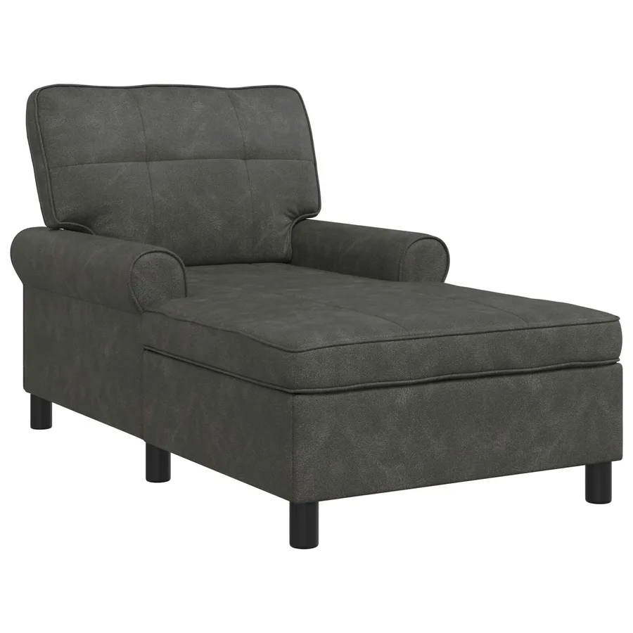 Chaise longue avec coussin Noir 91 x 157 x 91 cm Simili cuir - 2