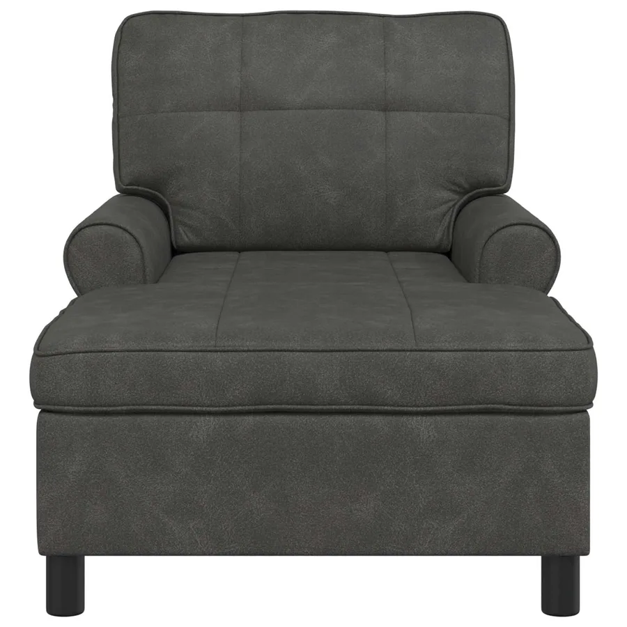 Chaise longue avec coussin Noir 91 x 157 x 91 cm Simili cuir - 4