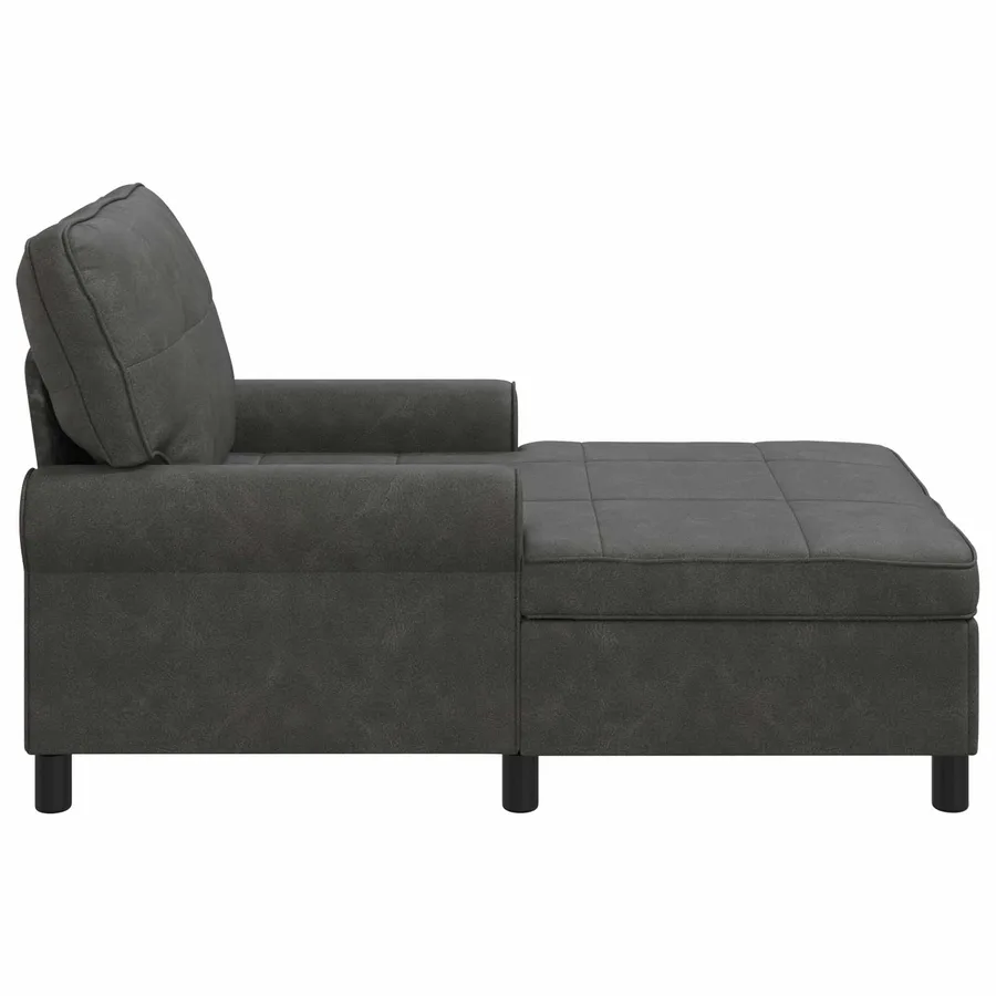 Chaise longue avec coussin Noir 91 x 157 x 91 cm Simili cuir - 5