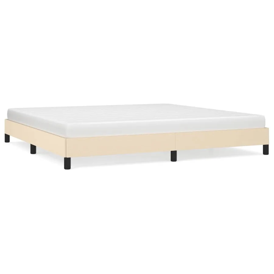 Cadre de lit sans matelas crème 200x200 cm tissu - 2