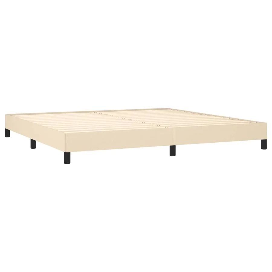 Cadre de lit sans matelas crème 200x200 cm tissu - 4