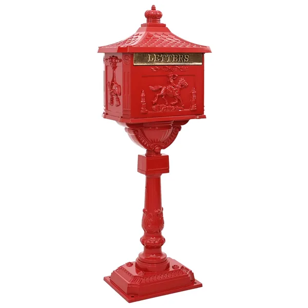Boîte aux Lettres Debout avec porte Rouge 42,5 x 29,5 x 117 cm