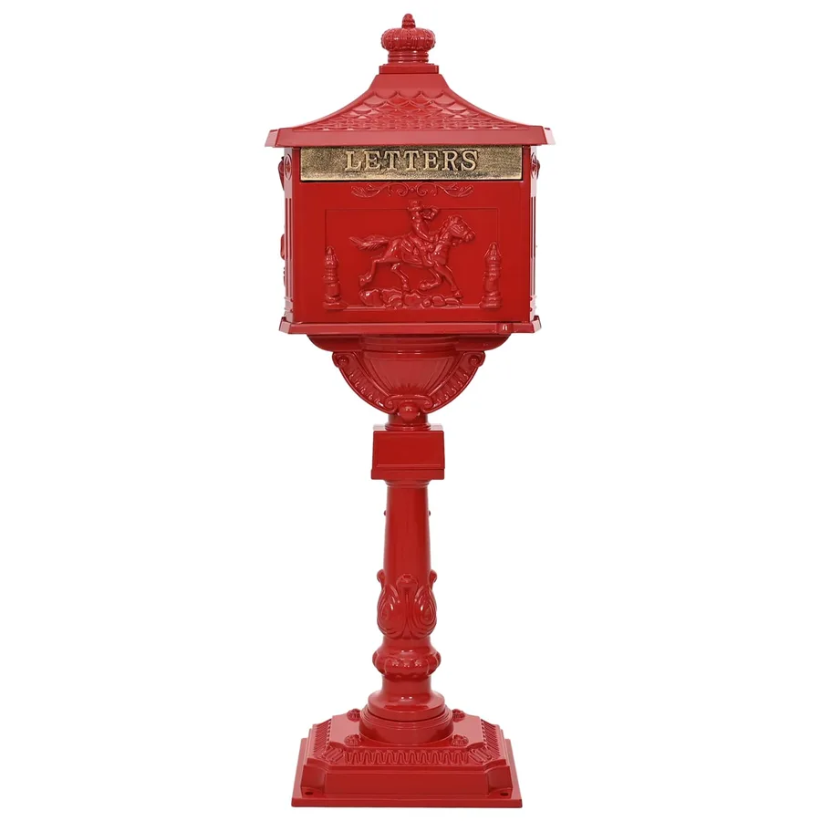 Boîte aux Lettres Debout avec porte Rouge 42,5 x 29,5 x 117 cm - 2