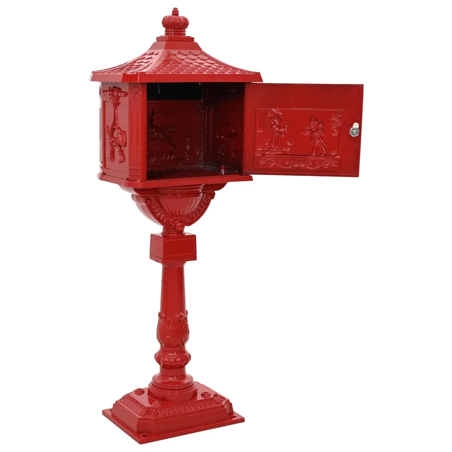 Boîte aux Lettres Debout avec porte Rouge 42,5 x 29,5 x 117 cm - 5