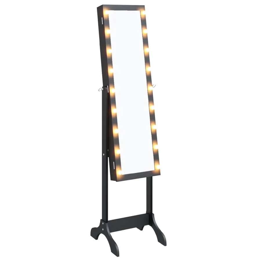 Miroir sur pied blanc avec LED noir 34x37x146 cm - 2