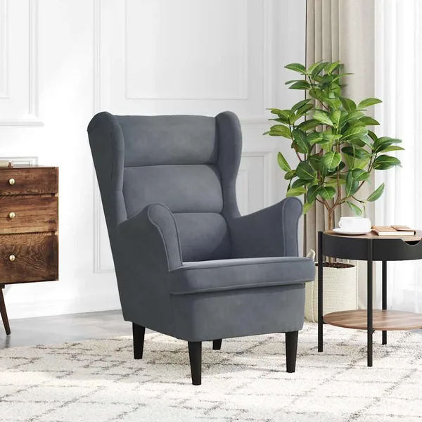 Fauteuil gris foncé velours