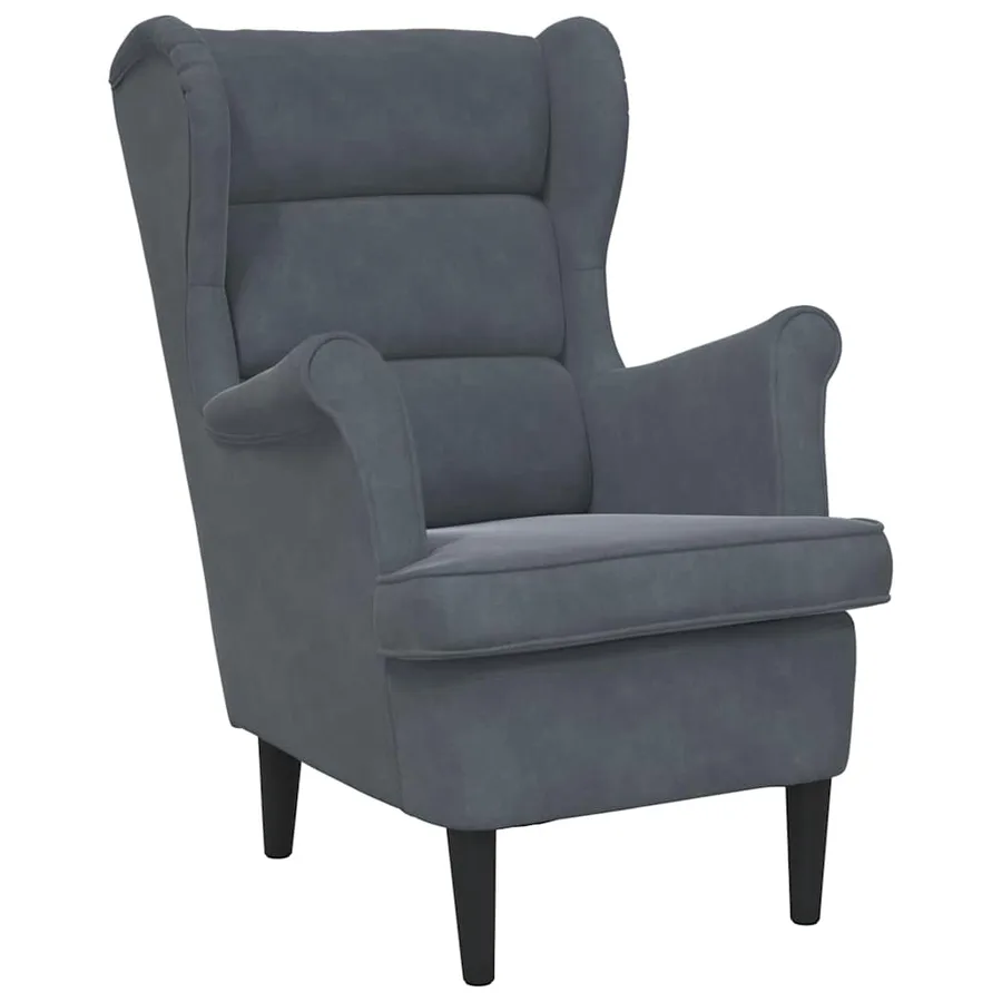 Fauteuil gris foncé velours - 2