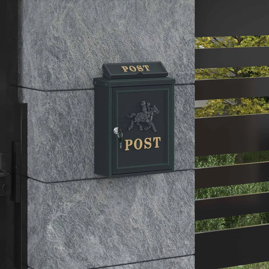 Boîte aux lettres murale Vert 29 x 13 x 41 cm Aluminium coulé
