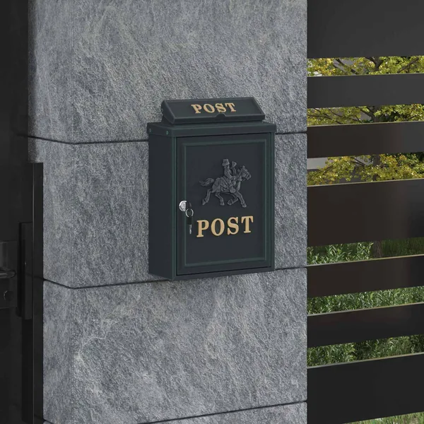 Boîte aux lettres murale Vert 29 x 13 x 41 cm Aluminium coulé