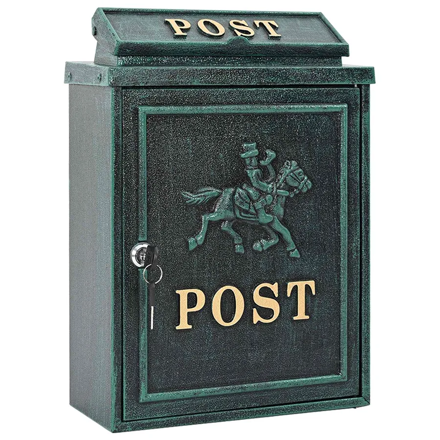 Boîte aux lettres murale Vert 29 x 13 x 41 cm Aluminium coulé - 2