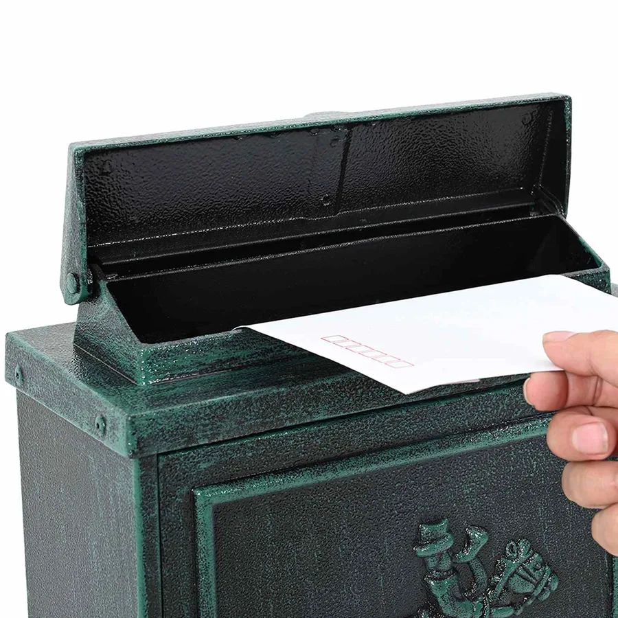 Boîte aux lettres murale Vert 29 x 13 x 41 cm Aluminium coulé - 3