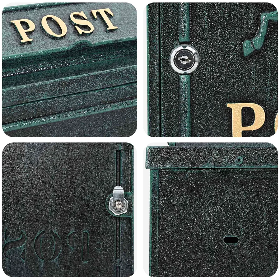 Boîte aux lettres murale Vert 29 x 13 x 41 cm Aluminium coulé - 9