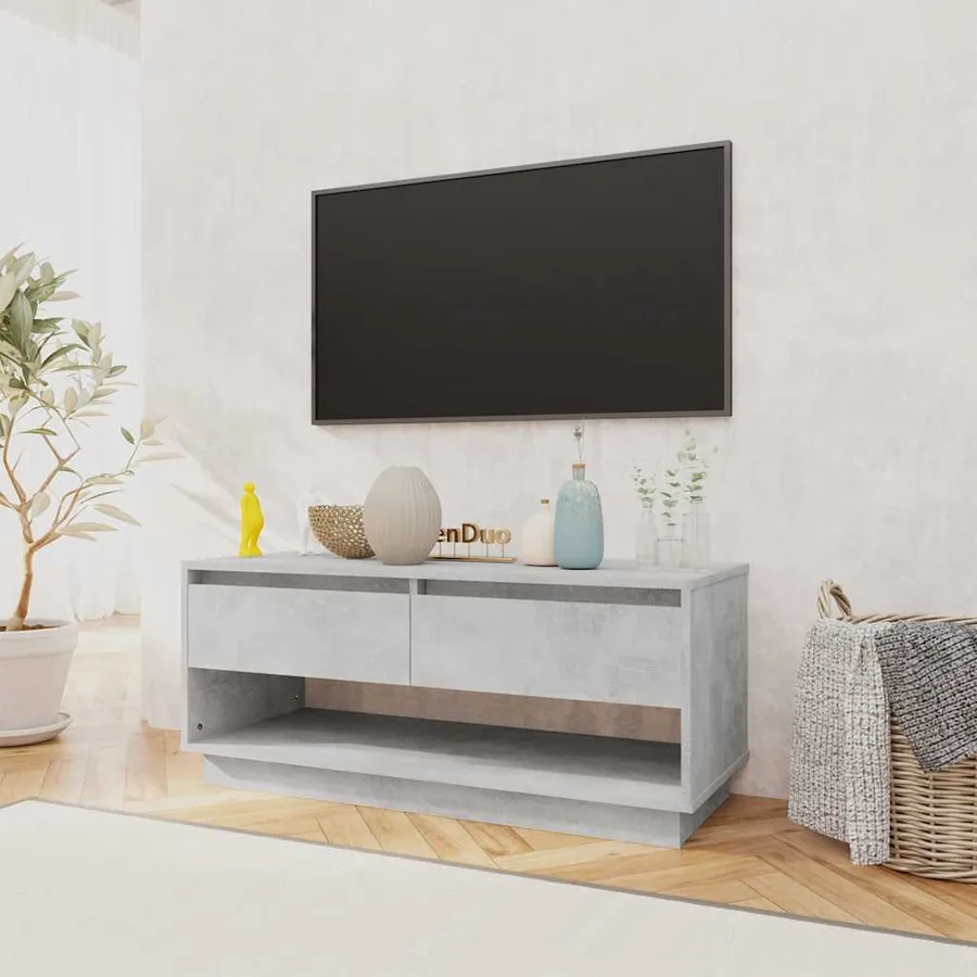 Meuble TV gris béton 102x41x44 cm bois d'ingénierie - 3