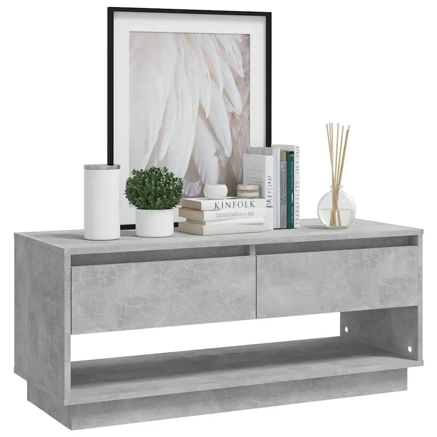 Meuble TV gris béton 102x41x44 cm bois d'ingénierie - 4
