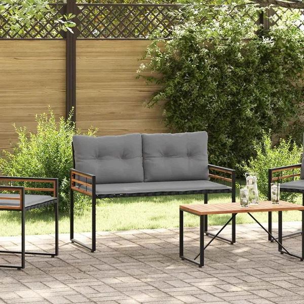 Banc à couches en bois avec coussin Gris clair 114 x 55 x 77 cm