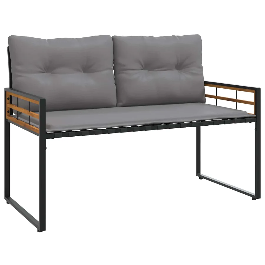 Banc à couches en bois avec coussin Gris clair 114 x 55 x 77 cm - 2