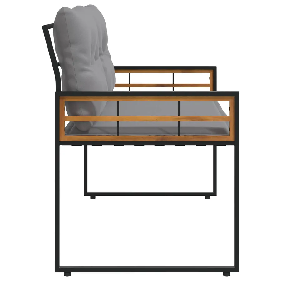 Banc à couches en bois avec coussin Gris clair 114 x 55 x 77 cm - 5