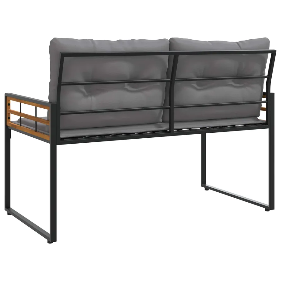 Banc à couches en bois avec coussin Gris clair 114 x 55 x 77 cm - 6
