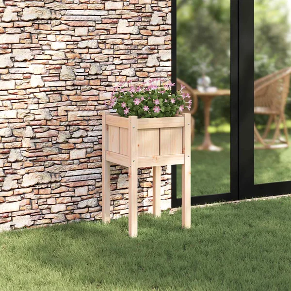 Cache-pot de jardin Nature 40 x 40 x 70 cm Bois de pin massif