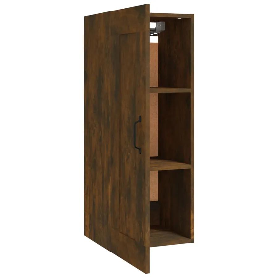 Armoire suspendue Chêne fumé 35x34x90 cm Bois d'ingénierie - 7