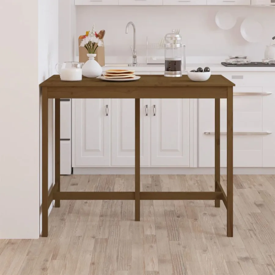 Table de bar Marron miel 140x80x110 cm Bois massif de pin - 5