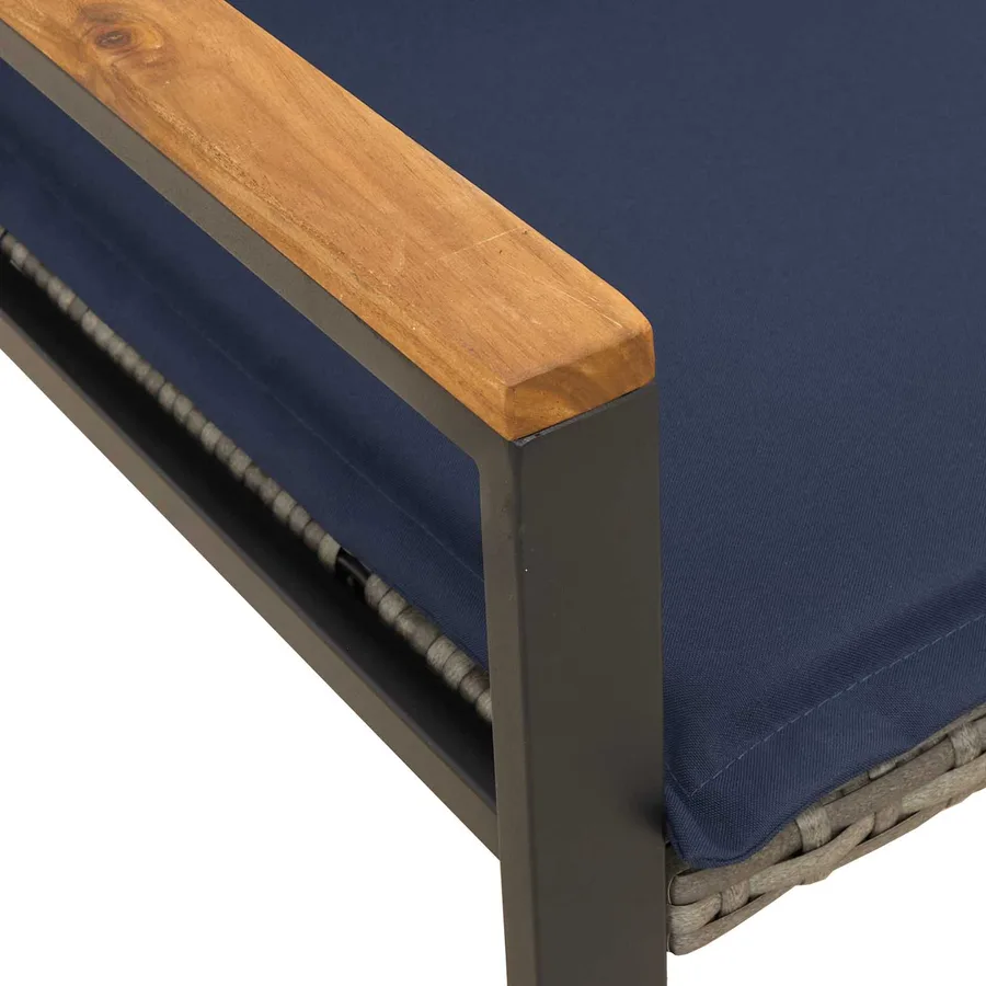 banc avec coussin Gris et bleu marine 115 x 65 x 72 cm Rotin - 10