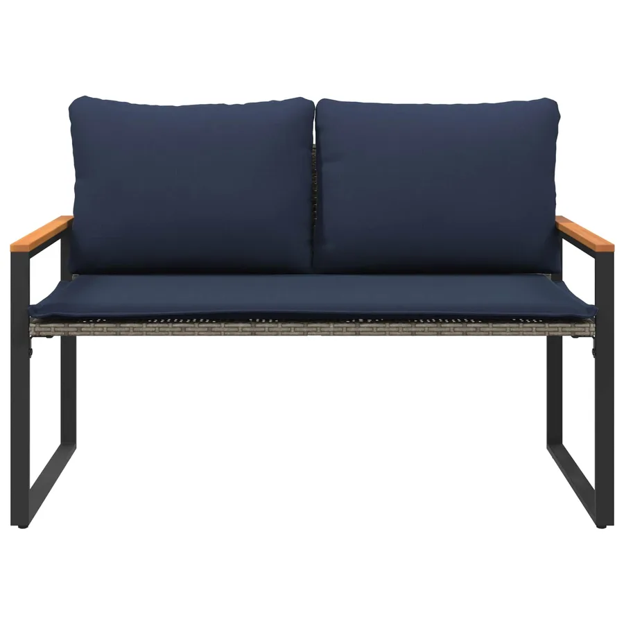 banc avec coussin Gris et bleu marine 115 x 65 x 72 cm Rotin - 5