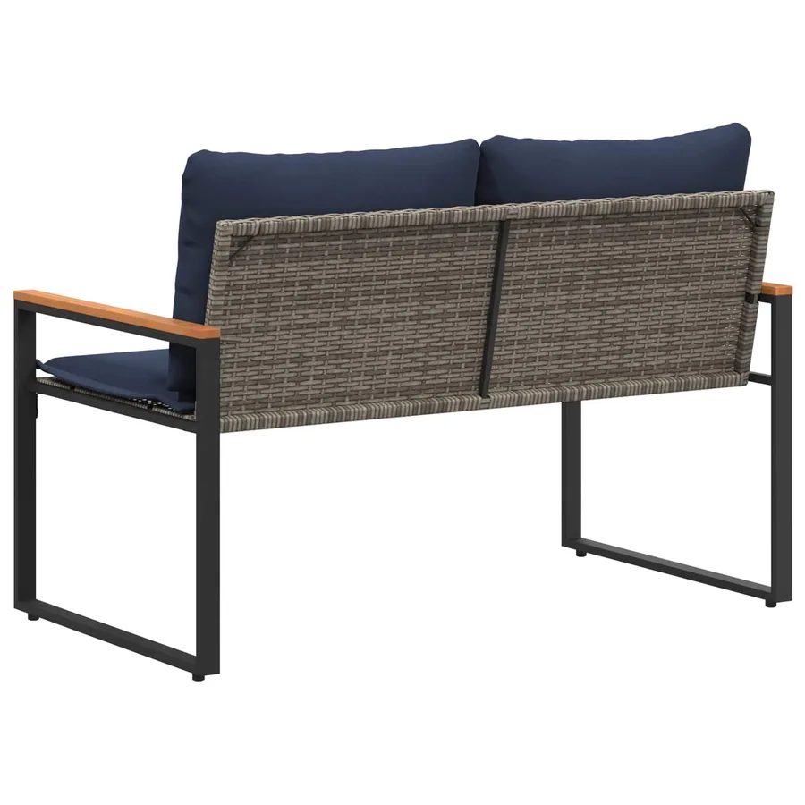 banc avec coussin Gris et bleu marine 115 x 65 x 72 cm Rotin - 7