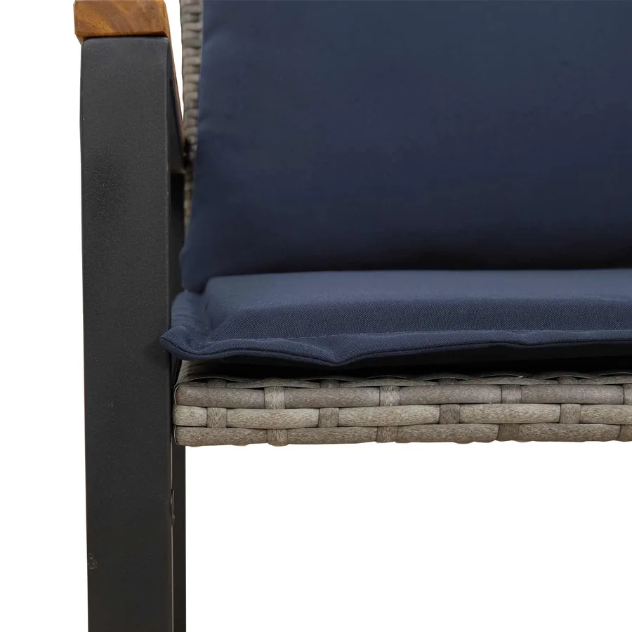 banc avec coussin Gris et bleu marine 115 x 65 x 72 cm Rotin - 9