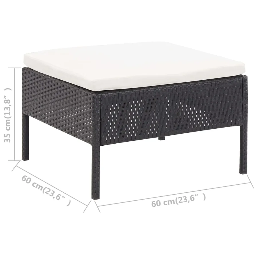 Salon de jardin 3 pcs avec coussins Résine tressée Noir - 11