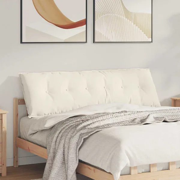 Coussin de Dos Crème 160 x 50 cm Tissu en velours côtelé