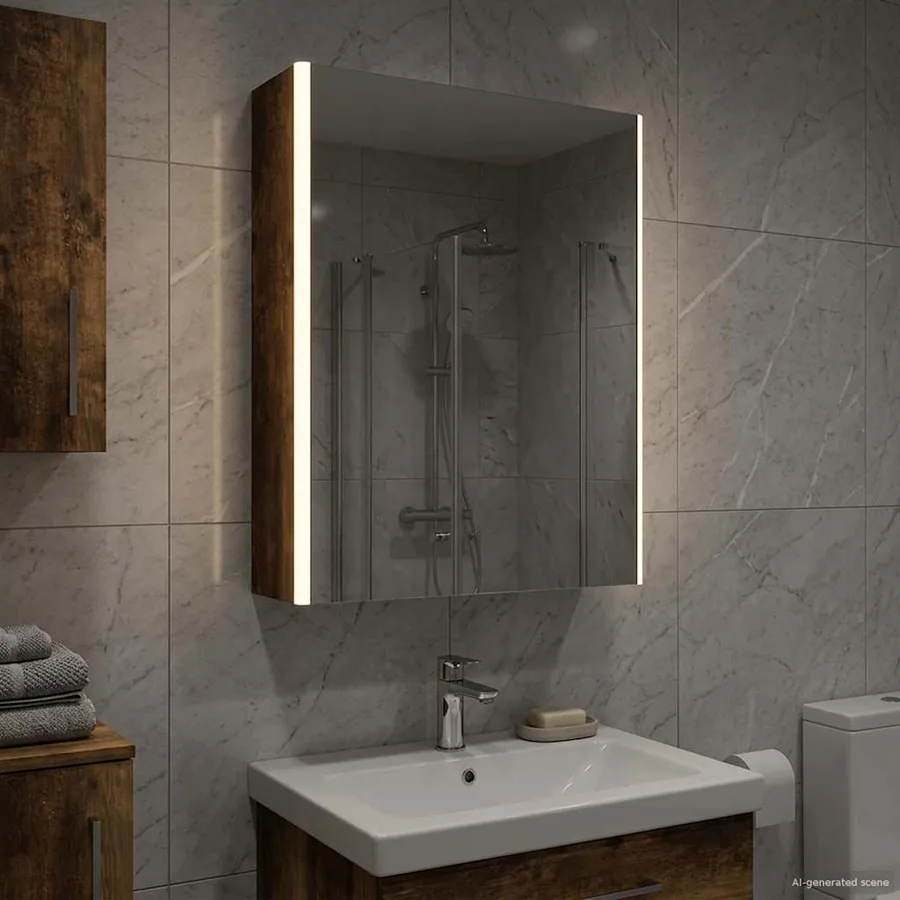 Armoire Miroir de Salle de Bain Chêne fumé 53,5 x 15,5 x 70 cm - 4