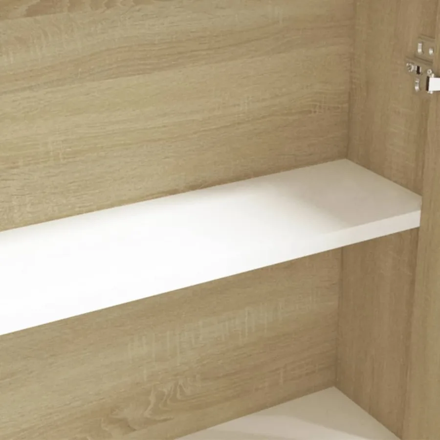 Armoire à miroir de salle de bain 60x15x75cm MDF Blanc et chêne - 7